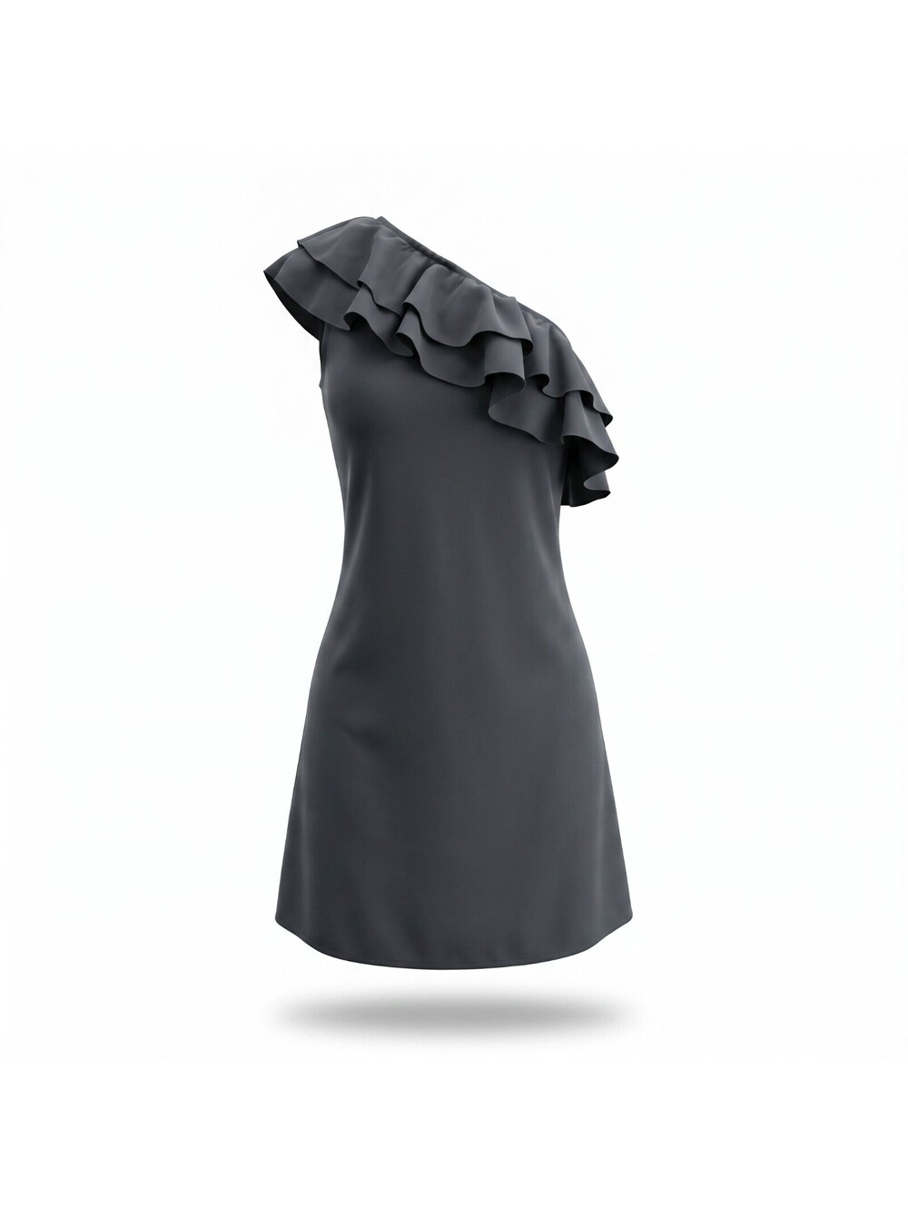 Women’s Black One Shoulder Ruffle Mini Dress Tiered Y2K Cocktail Party